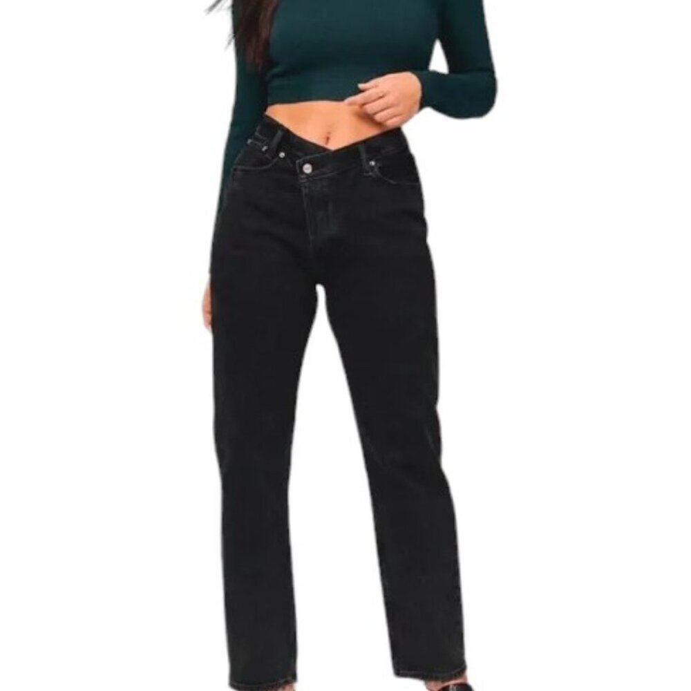 Abercrombie & Fitch  Curve Love The Dad Cross Waist High Rise Jeans 26 Long
